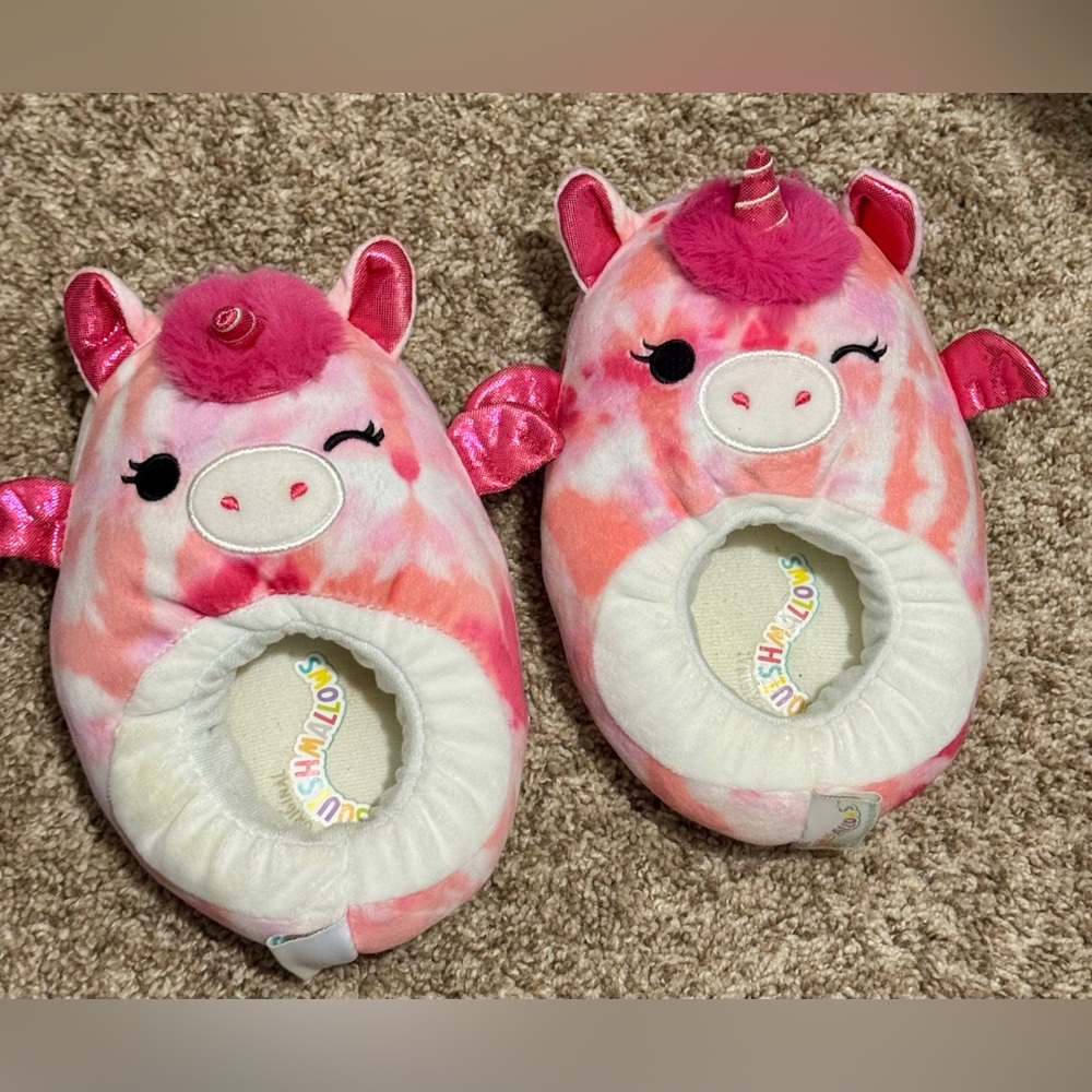 Pink Unicorn Slippers squishmallows kids sz 13-1